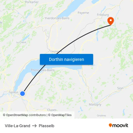 Ville-La-Grand to Plasselb map