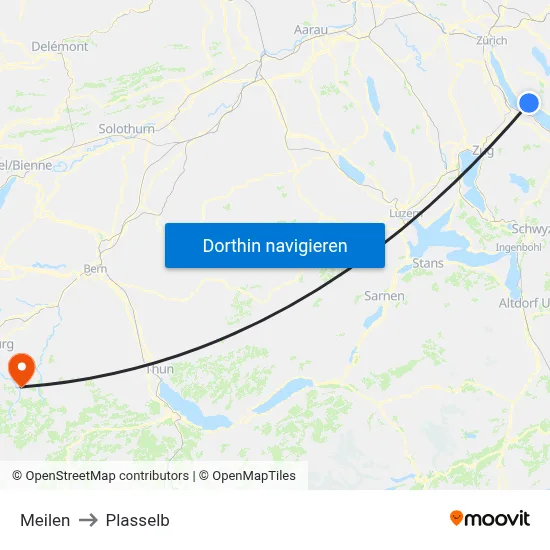 Meilen to Plasselb map