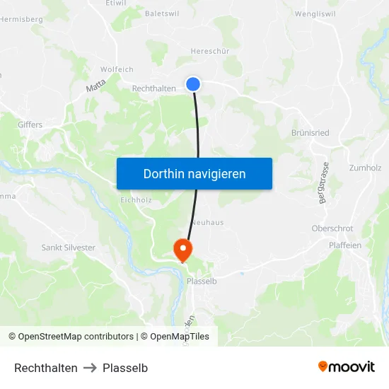 Rechthalten to Plasselb map