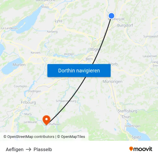 Aefligen to Plasselb map