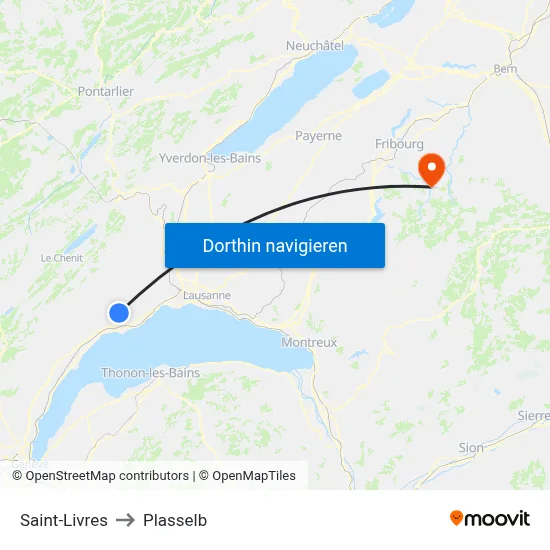 Saint-Livres to Plasselb map