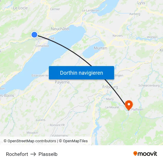 Rochefort to Plasselb map