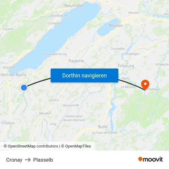 Cronay to Plasselb map