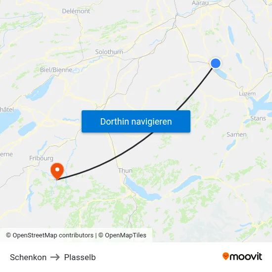 Schenkon to Plasselb map