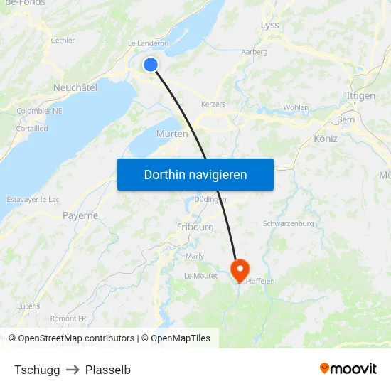 Tschugg to Plasselb map