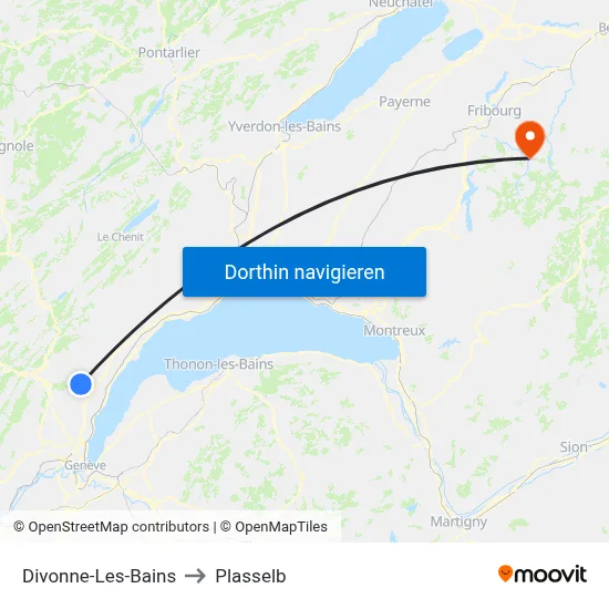 Divonne-Les-Bains to Plasselb map