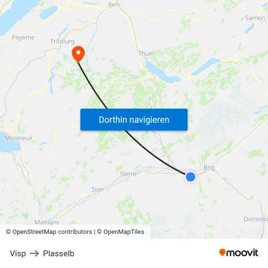 Visp to Plasselb map