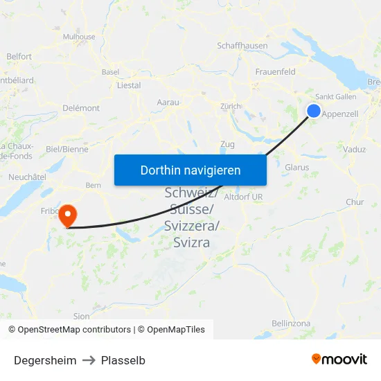 Degersheim to Plasselb map