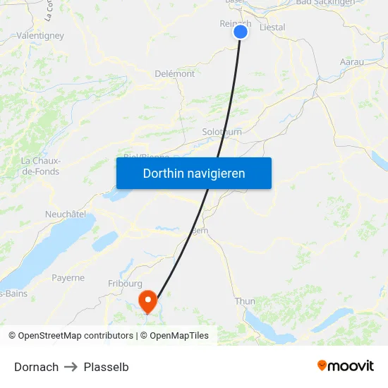 Dornach to Plasselb map