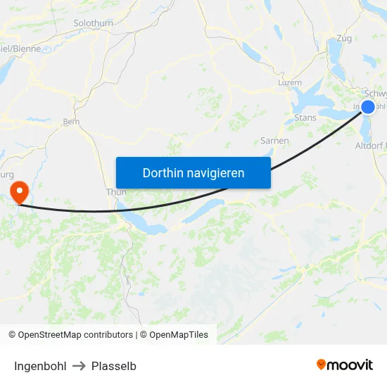 Ingenbohl to Plasselb map