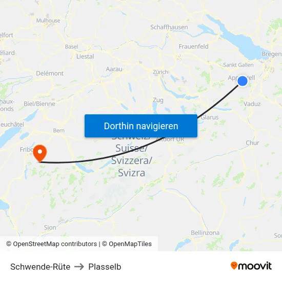 Schwende-Rüte to Plasselb map