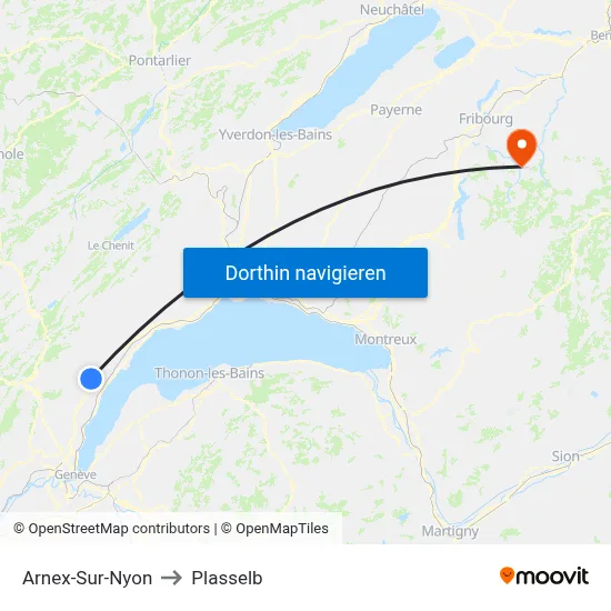 Arnex-Sur-Nyon to Plasselb map