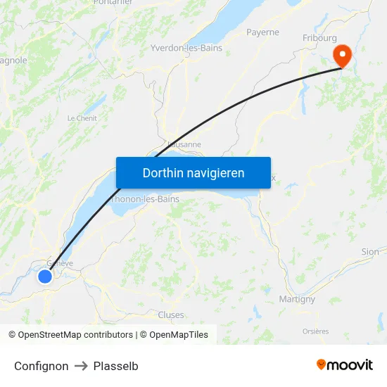 Confignon to Plasselb map
