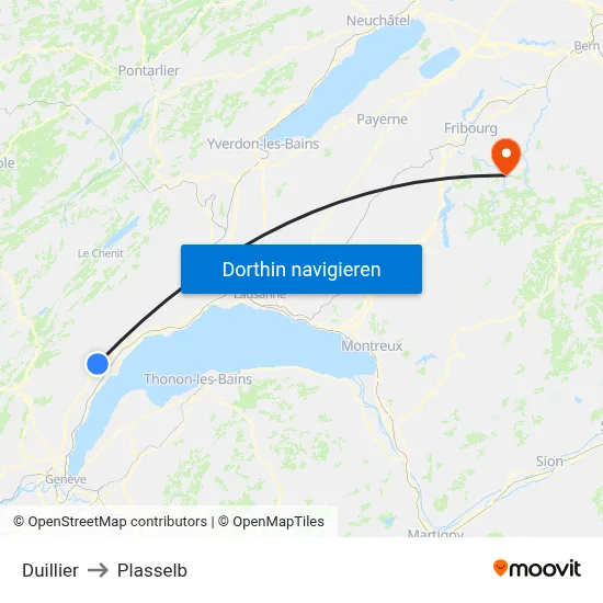 Duillier to Plasselb map