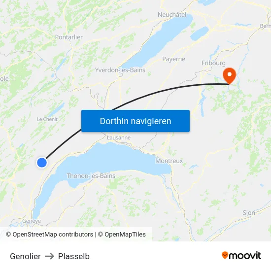 Genolier to Plasselb map