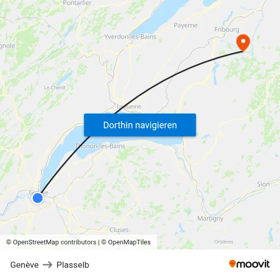 Genève to Plasselb map