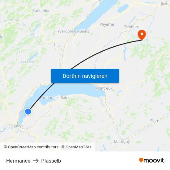 Hermance to Plasselb map