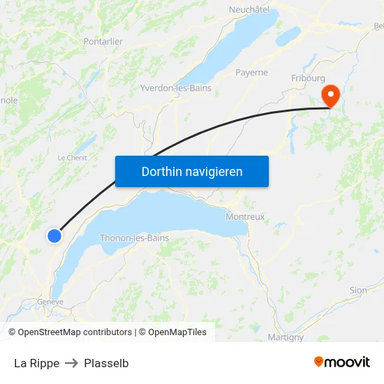 La Rippe to Plasselb map