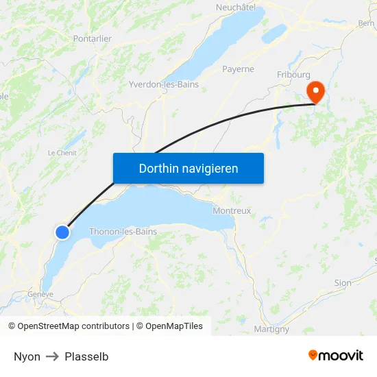 Nyon to Plasselb map