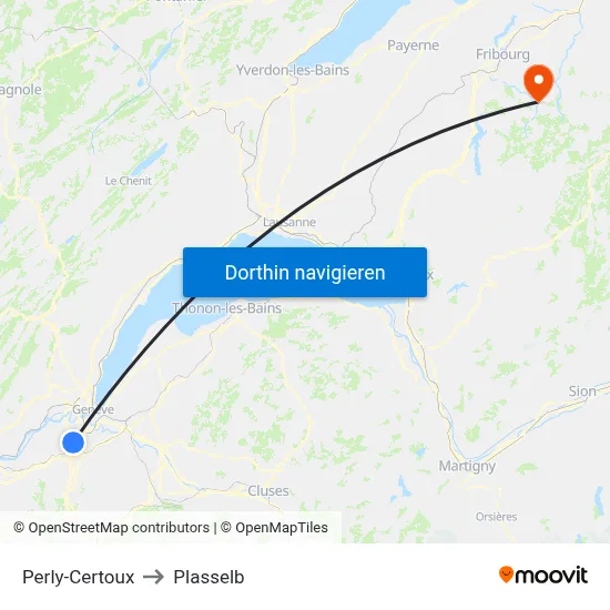 Perly-Certoux to Plasselb map
