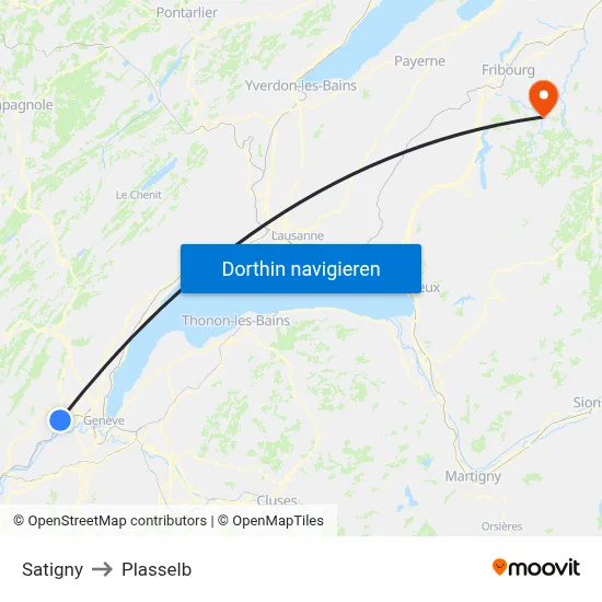 Satigny to Plasselb map