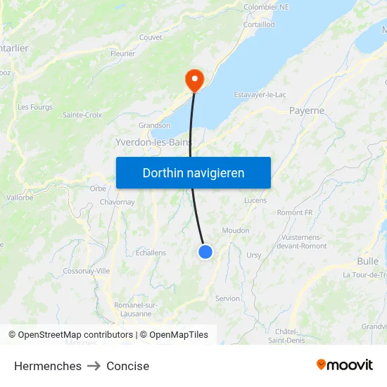 Hermenches to Concise map