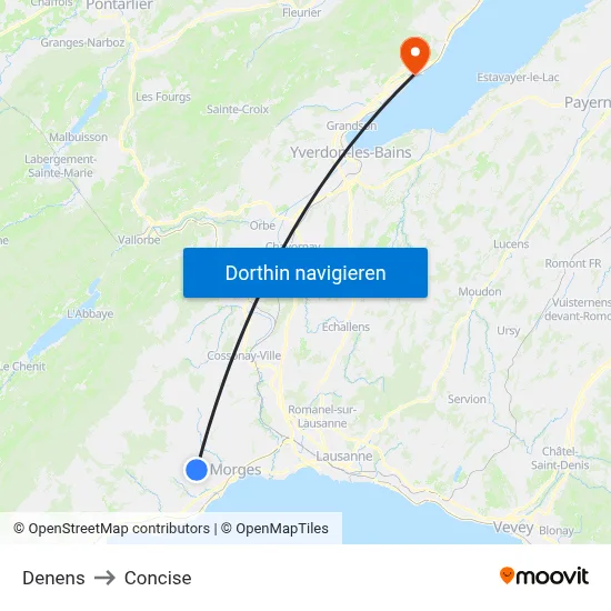 Denens to Concise map
