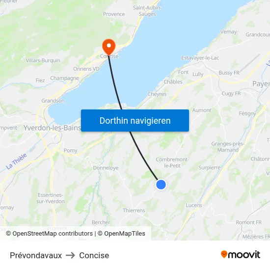 Prévondavaux to Concise map