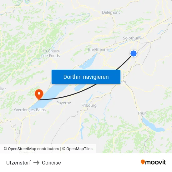 Utzenstorf to Concise map