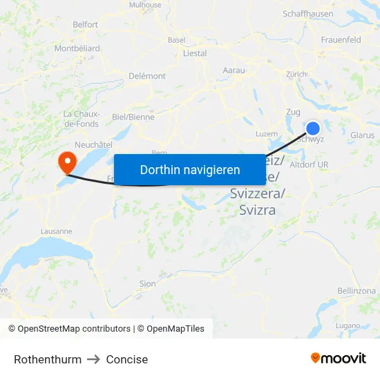 Rothenthurm to Concise map