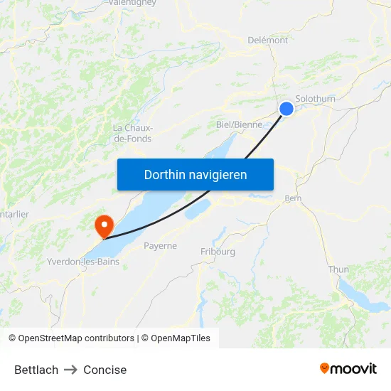 Bettlach to Concise map