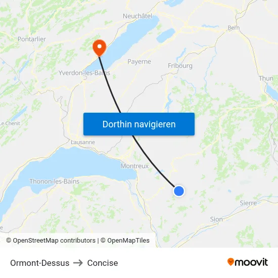 Ormont-Dessus to Concise map