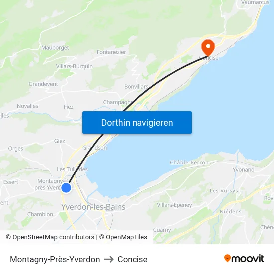 Montagny-Près-Yverdon to Concise map