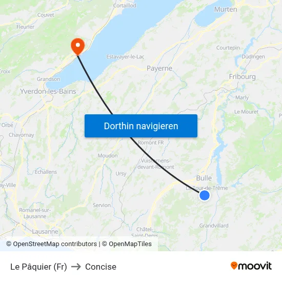 Le Pâquier (Fr) to Concise map