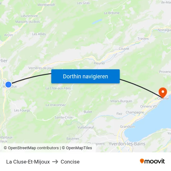 La Cluse-Et-Mijoux to Concise map