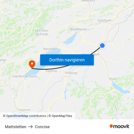 Mattstetten to Concise map