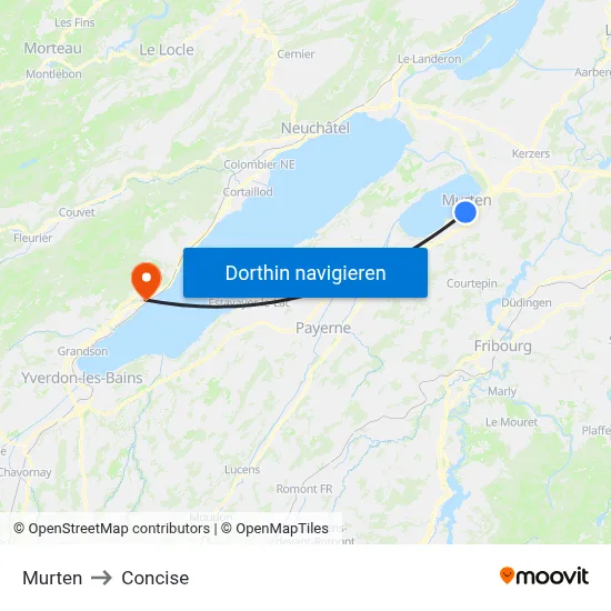 Murten to Concise map