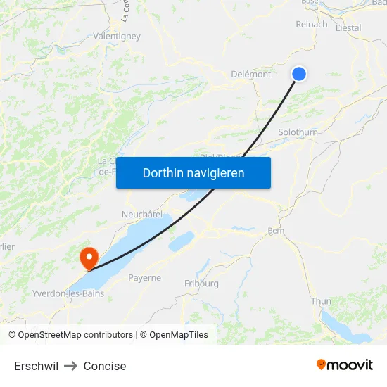 Erschwil to Concise map