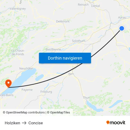 Holziken to Concise map