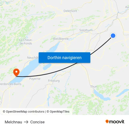 Melchnau to Concise map