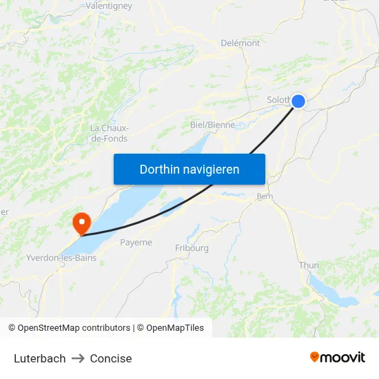 Luterbach to Concise map