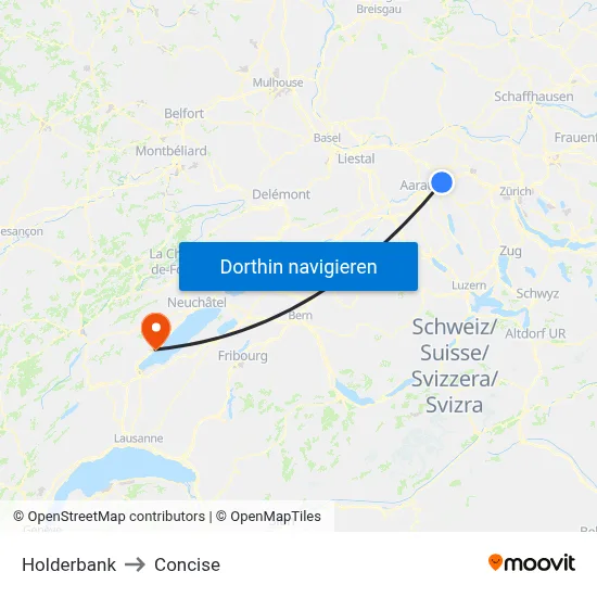 Holderbank to Concise map