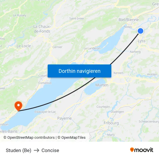 Studen (Be) to Concise map