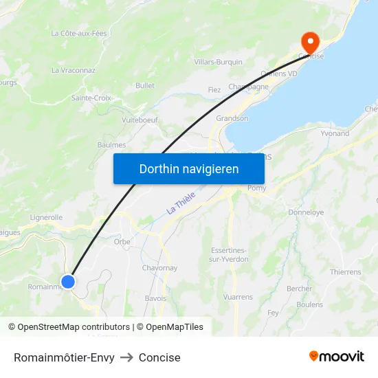 Romainmôtier-Envy to Concise map