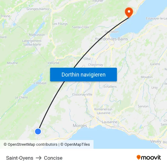 Saint-Oyens to Concise map