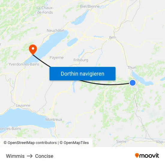 Wimmis to Concise map