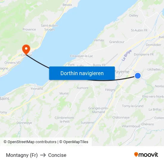 Montagny (Fr) to Concise map