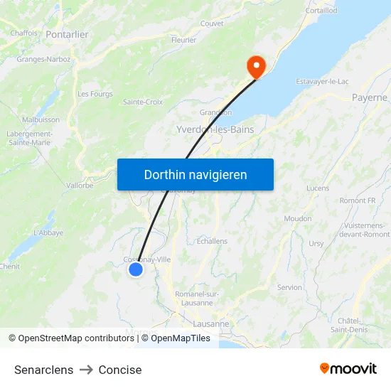 Senarclens to Concise map