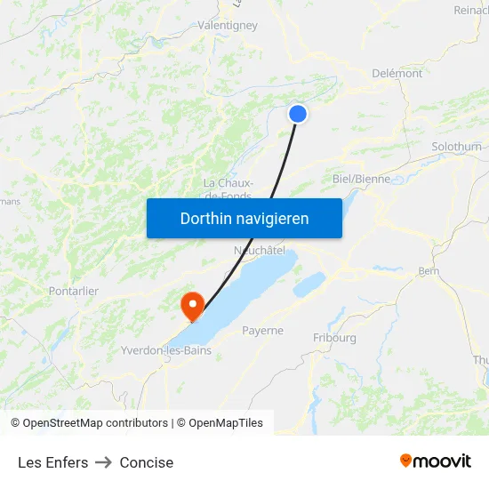 Les Enfers to Concise map