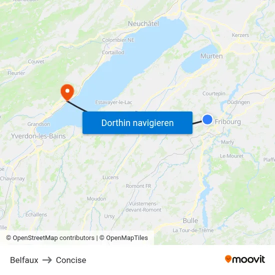 Belfaux to Concise map